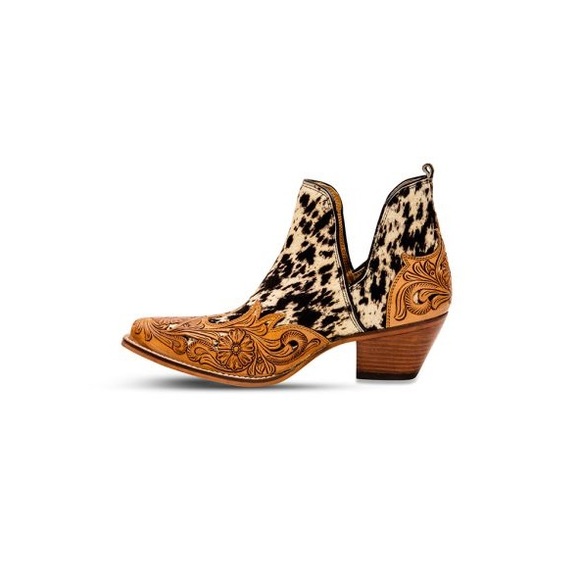 Sale!! Hand Tooled Leather Genuine Cowhide Women Bootie Boot Boho Western Shoe - Picture 4 of 9